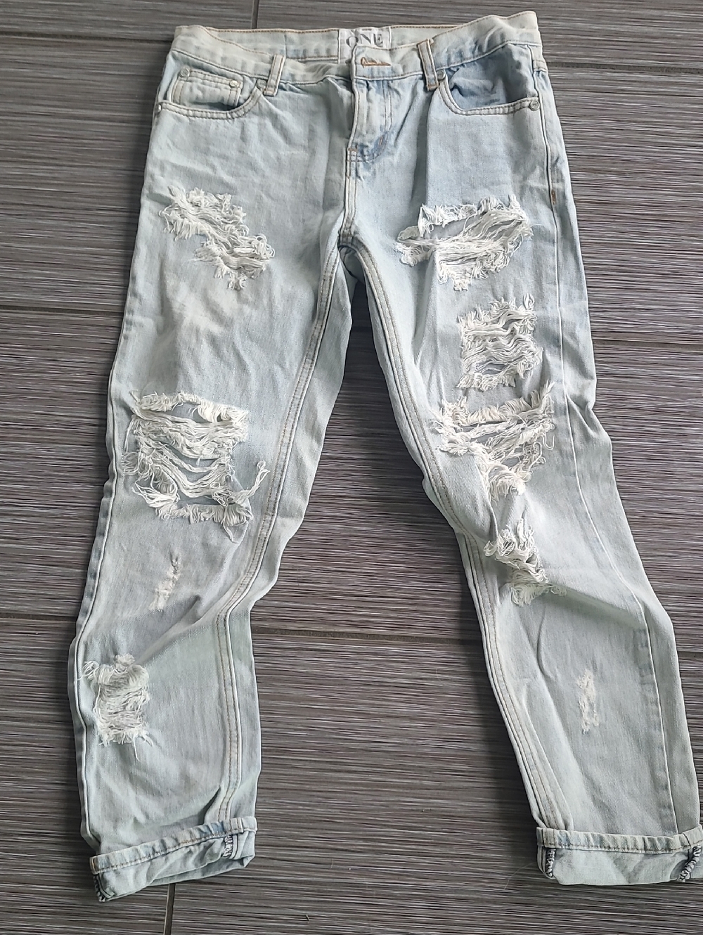 Light Blue Distressed Women’s Boyfriend Jeans
